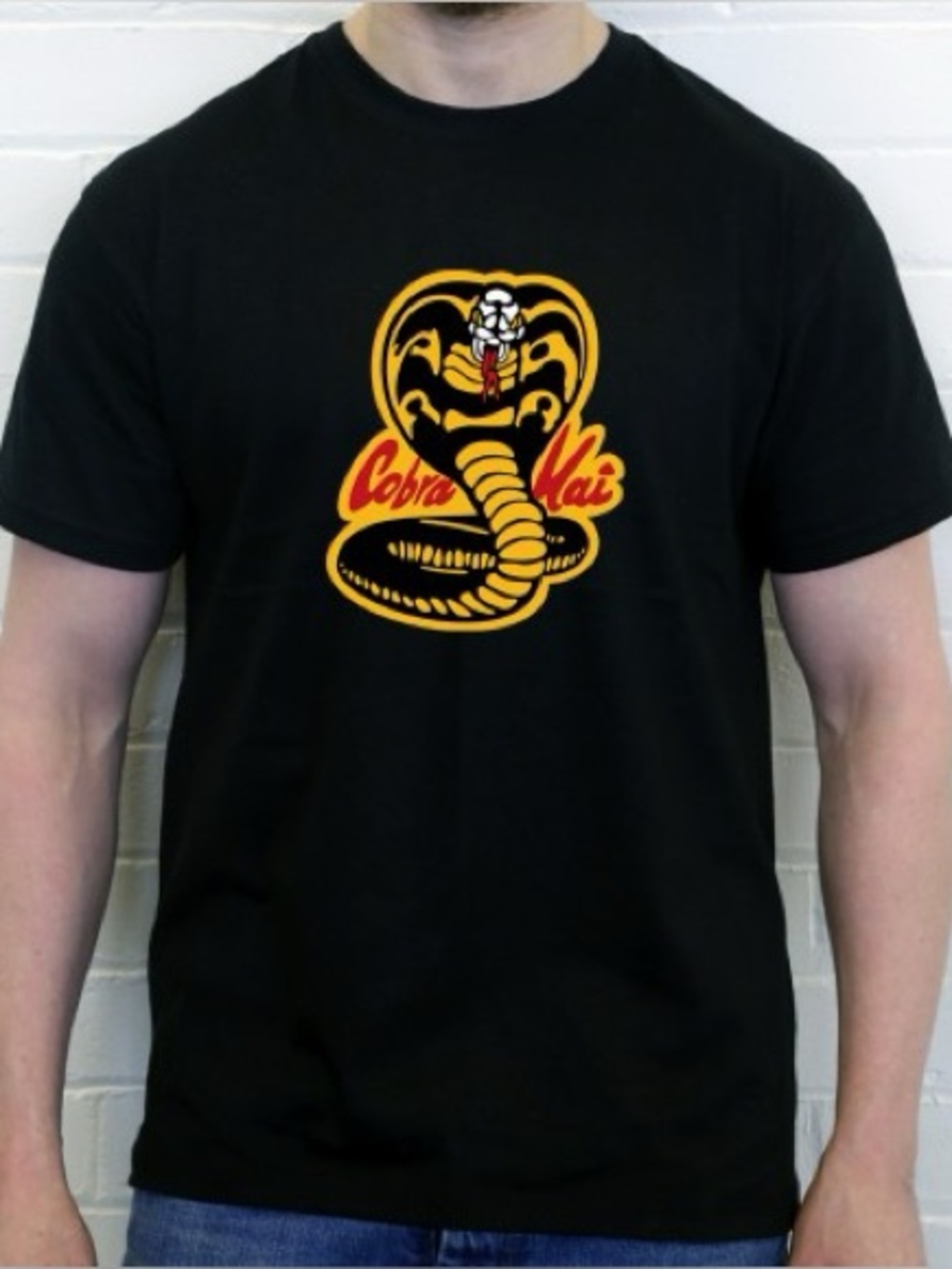 Karate Kid Cobra T-Shirt Size Large Black Yellow Men's  Kai Cobra Logo Karate